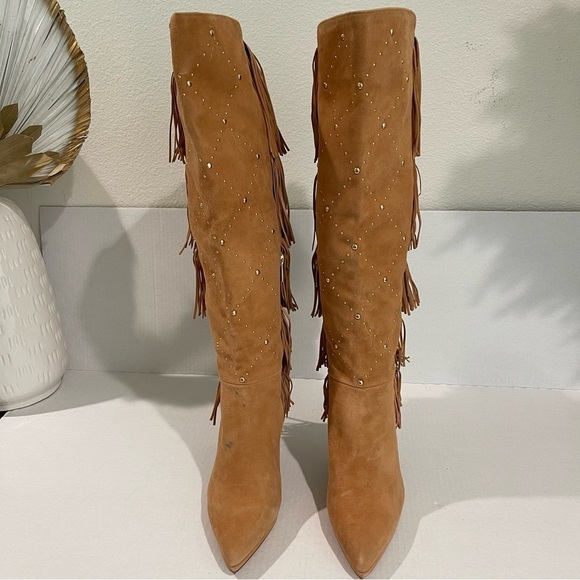 Women’s Vince Camuto Tan Fringe Panaryaz Knee High Boots Size 8.5 US! - Picture 4 of 9